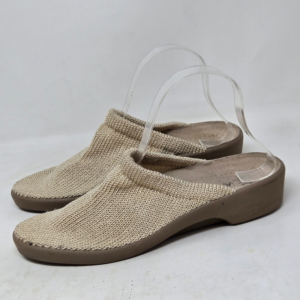 Arcopedico Knit Mules Champagne Gold Beige Stretch Slip On Shoes Womens 40 9-9.5 - Picture 3 of 9